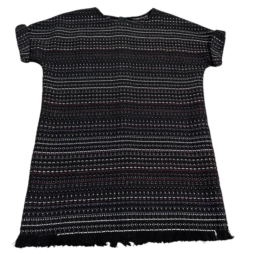 Zara Trafaluc Knit Tweed Dress Women's Medium Long Sleeve Classic Sheath